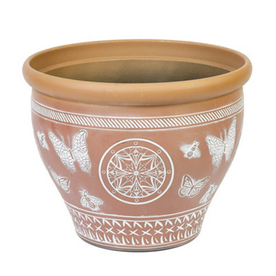Yougarden Papilio Planters2 X 38Cm Terracotta Style Plastic PotsButterfly Design Garden Containers With Drainage Outdoor from B&Q