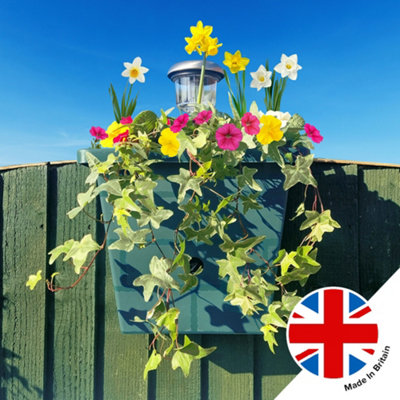 You Garden Yougarden 3-In-1 Fence PlanterBirdbox And Solar LightGo Illuminest Forest Green6 Litre Planter from B&Q