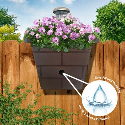 You Garden Yougarden 4-In-1 Self Watering Go Illumiwell PlanterBrown3L Water ReservoirSolar Fence LightGarden Décor from B&Q