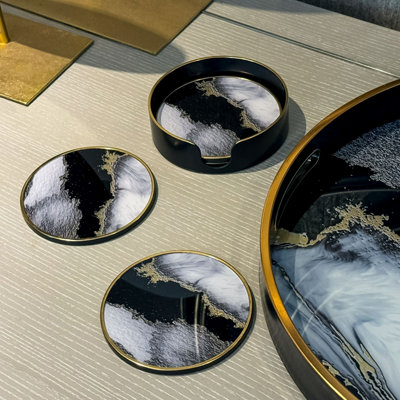 Maison Des Cadeaux Set Of 4 Abstract Round Drink Coasters from B&Q