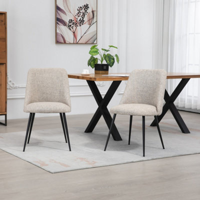  - Set Of 2 Morandi Fabric Dining ChairsBrown