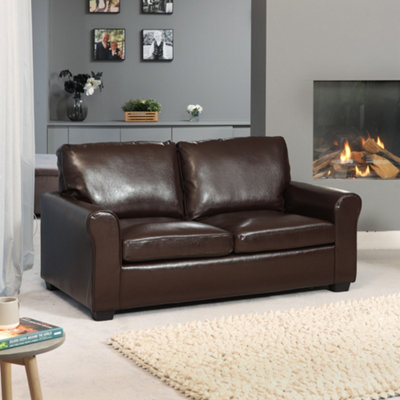  - Lauderdale Bonded Leather 3 Seat Sofa With Pull Out Sofa BedBrown
