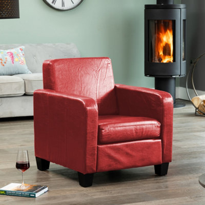 Bethel Faux Leather ArmchairRed from B&Q