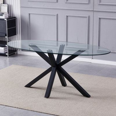 Orvino 180Cm X 90Cm Glass Oval Dining Table