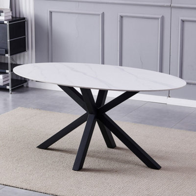 Firmo 160Cm X 90Cm White Stone Oval Dining Table