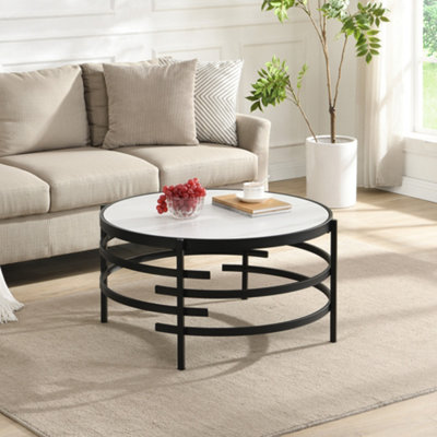 Caldera Round Marble Effect Ceramic Coffee Table from B&Q