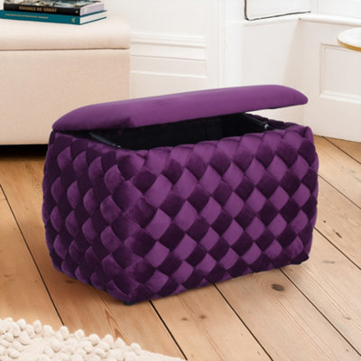  - Plumeo Velvet Storage OttomanPurple