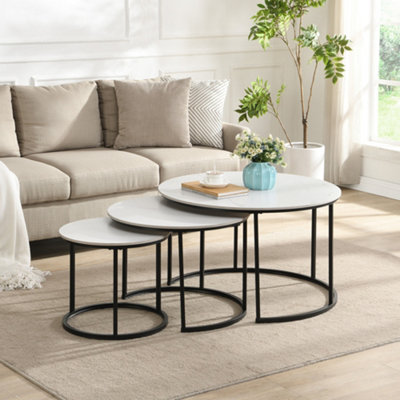 Orbis Nest Of TablesSet Of 3White Marble Effect from B&Q