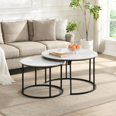 Circa Nesting TablesSet Of 2White Marble Effect from B&Q