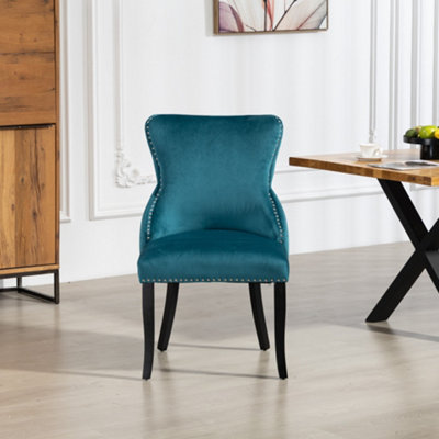 Palata Velvet Fabric Dining ChairsSet Of 2Teal from B&Q