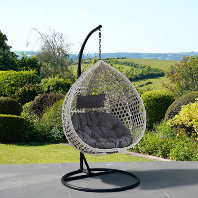 Abingdon Hanging Swing Single Egg Pod ChairDark Grey from B&Q