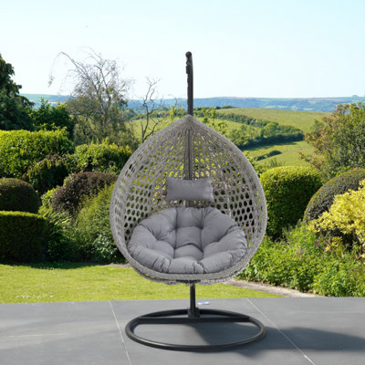 Abingdon Hanging Swing Single Egg Pod ChairLight Grey from B&Q