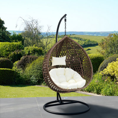 Sunbury Hanging Swing Single Egg Pod ChairCream from B&Q