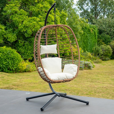 Appleford Hanging Swing Single Egg Pod ChairCream from B&Q