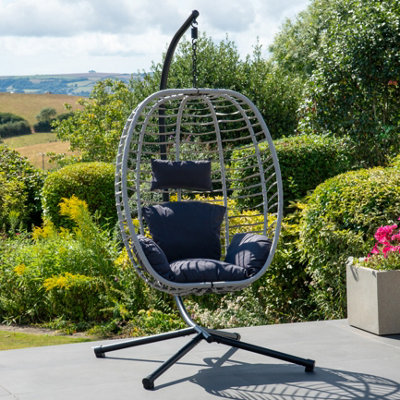 Wilton Hanging Swing Single Egg Pod ChairDark Grey from B&Q