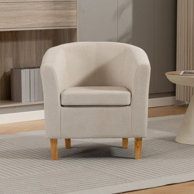 B&Q - Unknown Millie 68Cm Wide Beige Soft Fabric Accent Chair