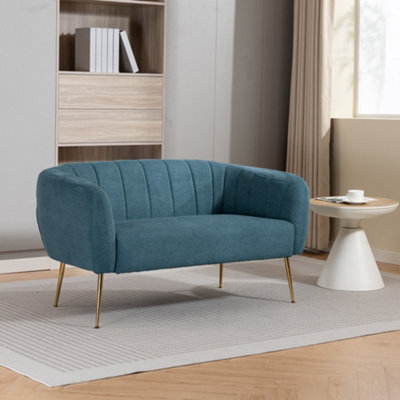 Unknown Stanton  135Cm Wide Teal Soft Fabric 2 Seat Accent Sofa from B&Q