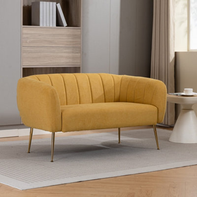 Unknown Stanton  135Cm Wide Yellow Soft Fabric 2 Seat Accent Sofa from B&Q