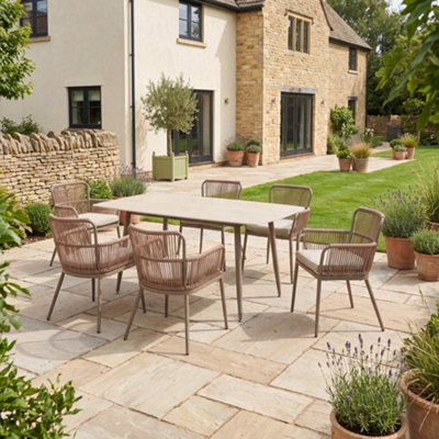 B&Q -  Westcott 6 Seat Garden Dining Set With Rectangular TableBrown