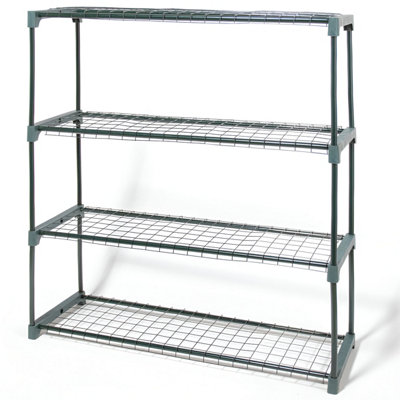 B&Q -  4-Tier Steel Garden Greenhouse Staging Green 107Cm