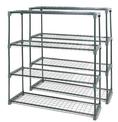 B&Q -  4-Tier Steel Garden Greenhouse Staging Green 107Cm Pair X 2