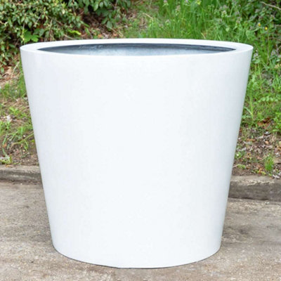 Primrose Large White Classic Stone Composite Garden Outdoor Planter 83Cm from B&Q