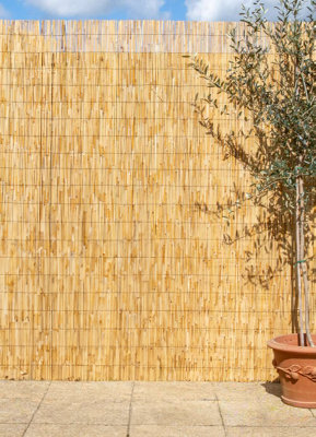 Natural Screening Roll Privacy Peeled Reed Wind Sun Protection 3M X 1.8M Primrose from B&Q