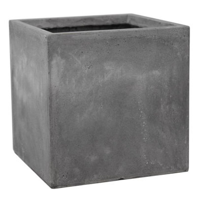 Primrose 30Cm Fibrecotta Medium Cement Cube Pot Planter from B&Q