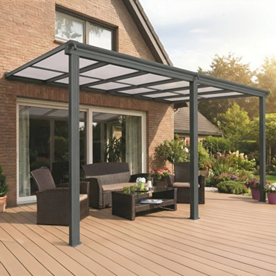 Primrose Living Unisex Dark Grey Anthracite Veranda Garden Canopy X 10Ft In 14Ft - Image 2