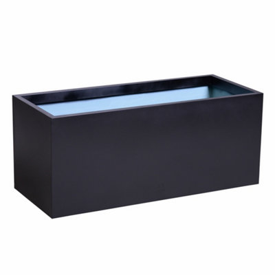 Primrose Black Zinc Galvanised Box Trough Planter With Drainage Holes And Bungs 75Cm from B&Q