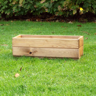 Primrose Wooden Trough Redwood Low Outdoor Flower Bed Planter 51Cm from B&Q