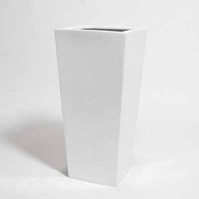 Primrose White Gloss Polystone Tall Flared Square Planter 75Cm from B&Q