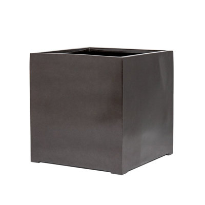 Primrose Metallic Grey Polystone Square Cube Planter 70Cm from B&Q