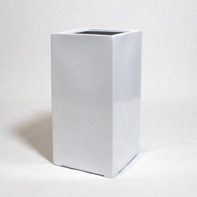 Primrose White Gloss Polystone Tall Square Cubic Planter 80Cm from B&Q