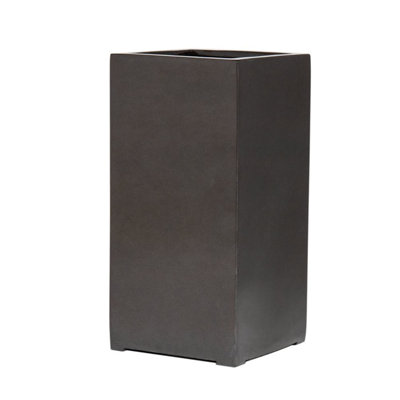 Primrose Metallic Grey Polystone Tall Square Cubic Planter 80Cm from B&Q