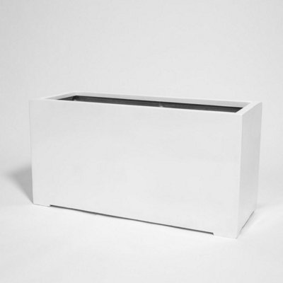 Primrose White Gloss Polystone Rectangular Trough Planter 100Cm from B&Q