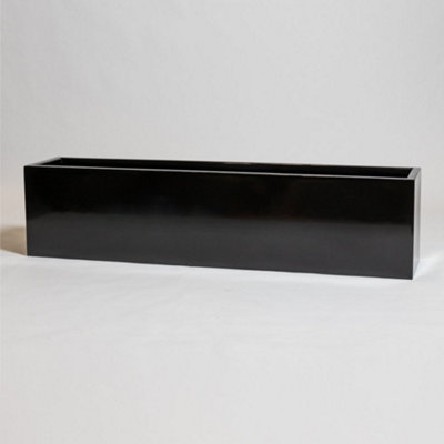 Primrose Black Gloss Polystone Rectangular Trough Patio Planter 150Cm from B&Q
