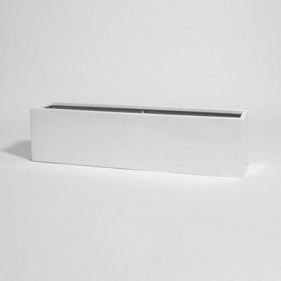 Primrose White Gloss Polystone Low Trough Planter 120Cm from B&Q