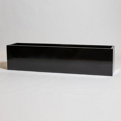 Primrose Black Gloss Polystone Low Trough Planter 120Cm from B&Q