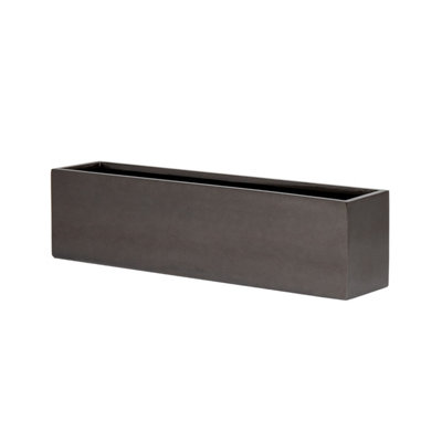 Primrose Metallic Grey Polystone Low Trough Planter 120Cm from B&Q