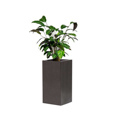 Primrose Metallic Grey Polystone Tall Cubic Outdoor Garden Planter 60Cm from B&Q