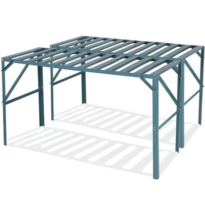 B&Q -  X2 Traditional Greenhouse Staging Shelf Workbench Table In Green 126Cm