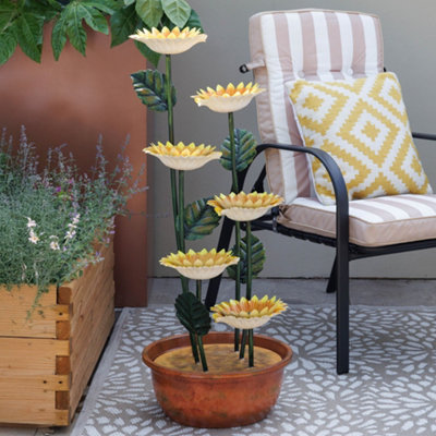 Primrose Potted Sunflower Tiered Cascading Zinc Water Feature