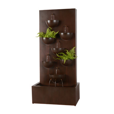 Primrose Tozi Bowl Tiered Water Wall Planter Zinc Water Feature H110Cm from B&Q