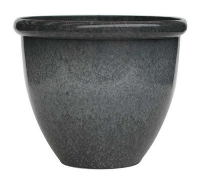 Primrose Flower Pot Round Plastic Plant Pot Planter In Grey Small 39Cm from B&Q