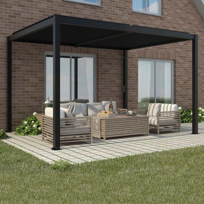 Primrose Living Deluxe Charcoal Veranda With Louvered Shutter Roof 4M X 3M from B&Q