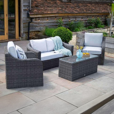 Primrose Living Classic Rattan 4 Seater Garden Furniture Sofa Set With Coffee Table In Stone from B&Q