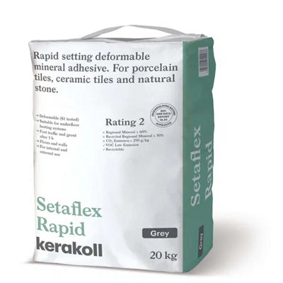 Top Ceramics Kerakoll Mineral Porcelain & Ceramic Tile Adhesive Grey 20Kg Flexible Rapid Set Wall & Floor from B&Q