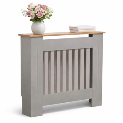 B&Q -  Small Grey Wooden Slatted Grill Radiator Cover Mdf Cabinet