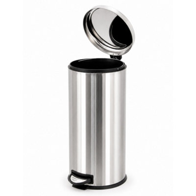 B&Q -  30L Stainless Steel Pedal Kitchen Waste Bin With Soft Close Lid